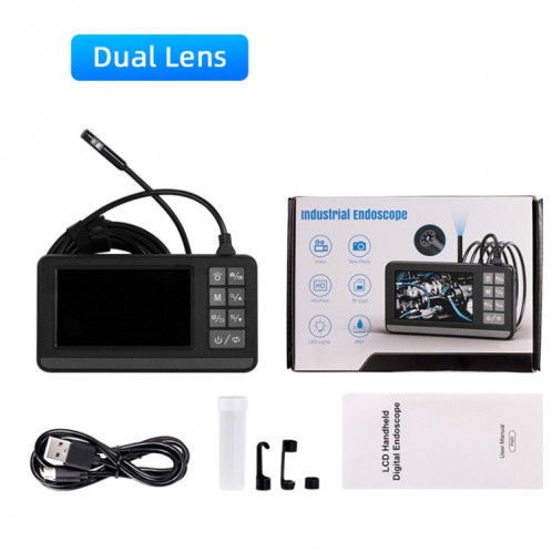 Endoscope de pipeline industriel à double lentille P005 de 8 mm avec écran HD de 4,3 pouces, spécification : tube de 1 m SH44011081-08